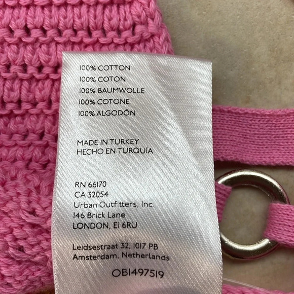 Urban Outfitters Women Open Front Crochet Cropped Top Sweater Pink Rose Size XS - Picture 6 of 7